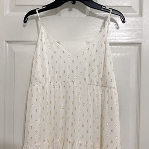 NEW Express Maxi Dress. Beige and Gold, adjustable straps, back zíper. S P